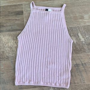Pink ribbed tank top
